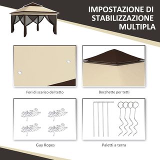 Gazebo Plegable Pop up Con Mosquiteras Extraíbles, Altura Regulable Y Bolsa De Transporte, Gazebo De Exterior En Acero Y Tejido Oxford, UV 30+, Para Jardín, Fiestas, Camping, Café Beige