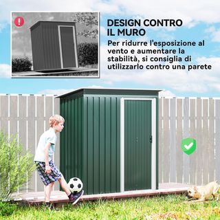 Caseta De Jardín 1.16M² en Acero Galvanizado, Cobertizo De Jardín Con Techo Inclinado Y Puerta Corredera Bloqueable, Cobertizo Para Herramientas, 163X89X182 Cm, Verde
