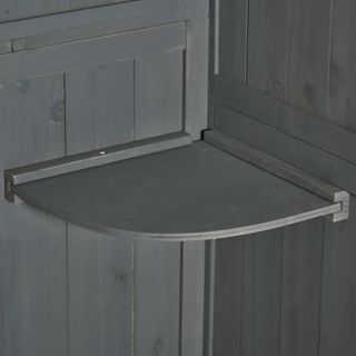 Caseta de Jardín Pequeña de Madera, Armario para Herramientas Ahorra Espacio con 3 Estantes Extraíbles y Apertura en el Techo, Techo de Asfalto Impermeable y Puerta con Cerradura, 77X54.2X179Cm, Gris