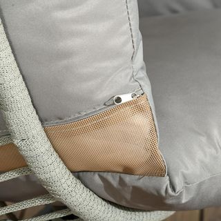 Silla Colgante Con Cojín Acolchado, Silla Colgante Balancín Con Asiento Plegable Y Estructura De Acero Y Cuerda, Gris