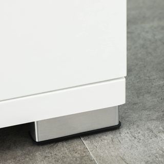 Mueble de Baño en Aglomerado Blanco Con 2 Armarios Con Puertas Y 2 Estantes Abiertos, Diseño Antivuelco, 80X33.5X190 Cm