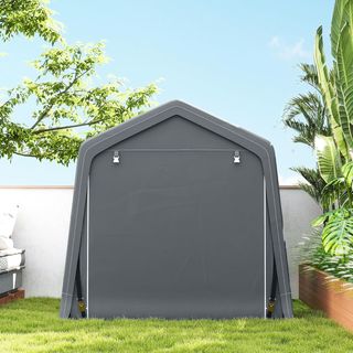 Garaje Moto para Exterior 2.4X2M, Tenda Garaje para Herramientas en Metal y Tejido PE, para Motos y Bicicletas, Gris Oscuro