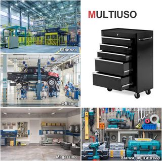 Carro Porta Utensilios Herramientas Equipamiento Con Cajonera Negro 61.5 X 33 X 82.5Cm