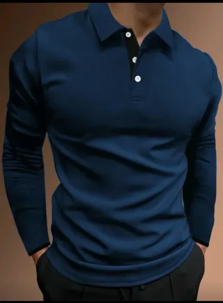 Sudadera azul manga larga hombre