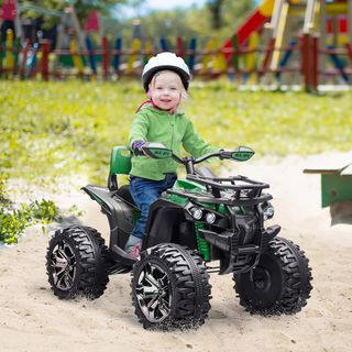Quad Eléctrico de 12V para Niños de 3-5 Años 3-8Km/H, Coche Eléctrico para Niños Con Batería de 10AH, Música, MP3, USB, Tarjeta TF, Faros y Pedal, en PP y Metal, 100X65X73 Cm, Amarillo