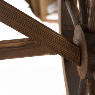 Mesa de Jardín Estilo Country Con Patas de Rueda, en Madera de Abeto Resistente a las Intemperies, 110X60X65 Cm