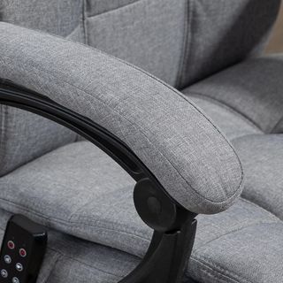 Silla De Escritorio Calentadora Con 5 Modos Y 6 Puntos De Masaje, Sillón De Oficina Ergonómico Con Respaldo Reclinable A 155° Y Reposapiés, Gris