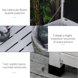 Banco Contenedor de Madera de Abeto, Cofre de Exterior con Patas Antideslizantes 127X56X60Cm, Blanco