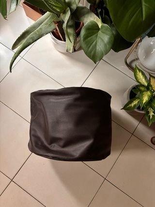 Puff Marrón Oscuro Piel Sintética
