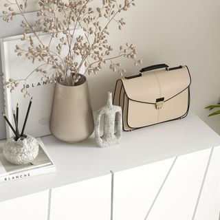 Zapatero Ahorrador de Espacio para 15-20 Pares de Zapatos, Mueble Zapatero de 2 Puertas con Estantes Regulables y Cierre Amortiguado, Blanco Brillante