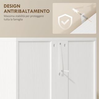Credenza Alta De Cocina, Mueble Clásico Blanco De Madera Con 2 Armarios Y 1 Estante, Blanco, 60X40X160Cm
