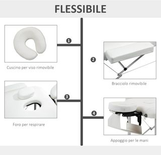 Camilla de Masaje Plegable de Altura Regulable, Camilla Profesional para Masajes en Aluminio y Plástico, 215X81X61-84 Cm, Blanco