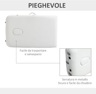 Camilla de Masaje Plegable de Altura Regulable, Camilla Profesional para Masajes en Aluminio y Plástico, 215X81X61-84 Cm, Blanco