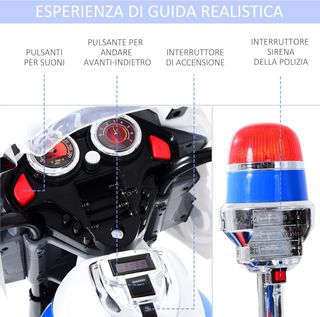 Moto Eléctrica para Niños de 3-5 Años Scooter Eléctrico Juguete 3 Ruedas con Música, Velocidad 3Km/H, Luces 112×51×72.5Cm