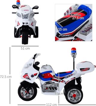 Moto Eléctrica para Niños de 3-5 Años Scooter Eléctrico Juguete 3 Ruedas con Música, Velocidad 3Km/H, Luces 112×51×72.5Cm
