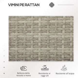 Banco de Exterior de 2 Plazas con Mesa de Café Central, Sofá de Jardín en Acero, Rattan PE y Poliéster, 137X59X82 Cm, Gris y Crema