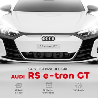 AUDI RS Coche Eléctrico para Niños 3-5 Años 12V Doble Motor, Auto Eléctrico para Niños 3-5Km/H Con Cinturón de Seguridad, Control Remoto, Suspensiones, Música, Luces LED y Claxon, Blanco