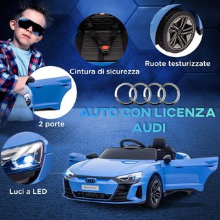 AUDI RS Coche Eléctrico para Niños de 3-5 Años 12V Doble Motor, Auto Eléctrico para Niños 3-5Km/H Con Cinturón de Seguridad, Control Remoto, Suspensiones, Música, Luces LED y Claxon, Rojo