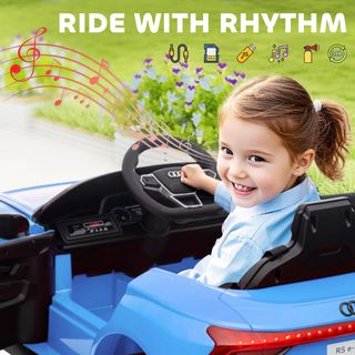 AUDI RS Coche Eléctrico para Niños de 3-5 Años 12V Doble Motor, Auto Eléctrico para Niños 3-5Km/H Con Cinturón de Seguridad, Control Remoto, Suspensiones, Música, Luces LED y Claxon, Rojo