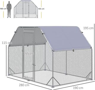 Recinto para Gallinas Con Tela De Cubierta, Gallinero para Gallinas Con Cerradura de Acero, 280X190X195 Cm
