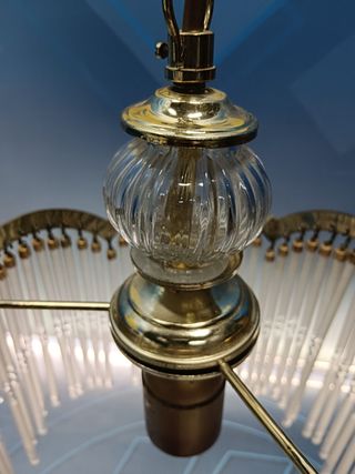 Preciosa lámpara de techo con adornos de cristal , mid century