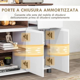 Móvil Cocina Credenza Moderna en Madera Con Armarios, Cajón Y Espacio Abierto, Móvil Multiusos para Cocina Y Sala de Estar, 105X39X83Cm, Blanco