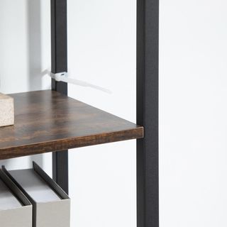 Estantería Moderna Estilo Industrial Con 4 Estantes Y 2 Armarios, Estante de Metal Y Madera para Casa Y Oficina, 90X30X159.5Cm, Negro Y Marrón