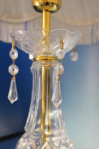 Lámparas sobremesa cristal tallado y organza. Cristal de roca.