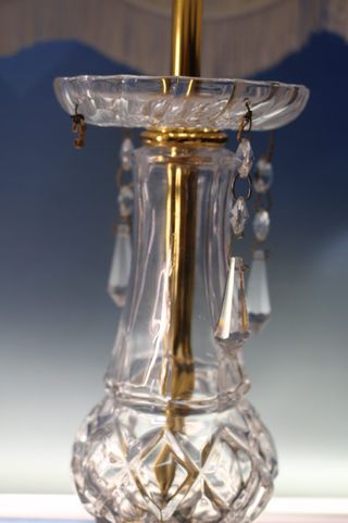 Lámparas sobremesa cristal tallado y organza. Cristal de roca.