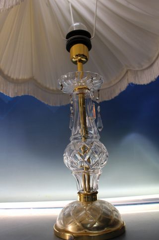 Lámparas sobremesa cristal tallado y organza. Cristal de roca.