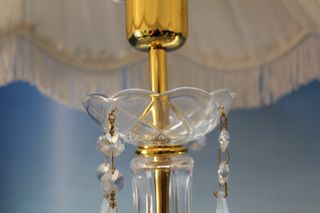 Lámparas sobremesa cristal tallado y organza. Cristal de roca.