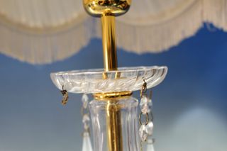 Lámparas sobremesa cristal tallado y organza. Cristal de roca.