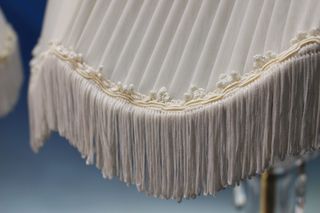 Lámparas sobremesa cristal tallado y organza. Cristal de roca.