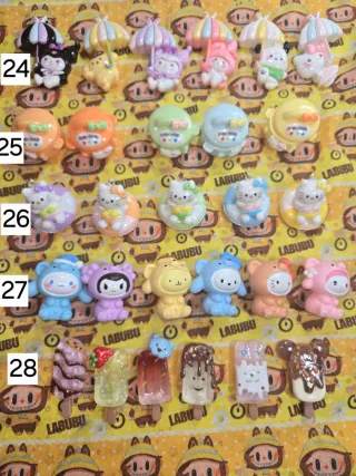 Set  figuras resina Labubu, HK, Lloron, Moly