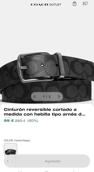 Cinturón Coach Hombre Negro reversible