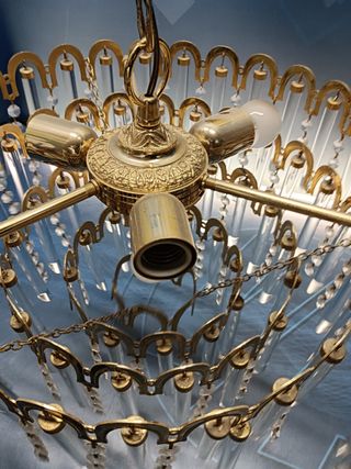 Preciosa Lampara de techo, mid century, dorada 46 x45 cm