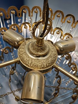 Preciosa Lampara de techo, mid century, dorada 46 x45 cm