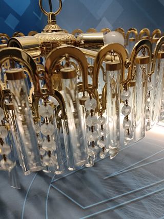 Preciosa Lampara de techo, mid century, dorada 46 x45 cm