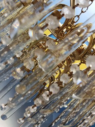 Preciosa Lampara de techo, mid century, dorada 46 x45 cm