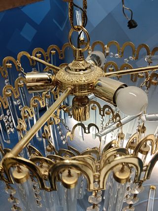 Preciosa Lampara de techo, mid century, dorada 46 x45 cm