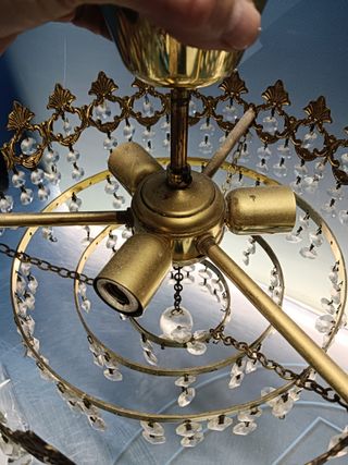 Dos lamparas de techo mid century, cristal de roca, 30 cm. de diámetro