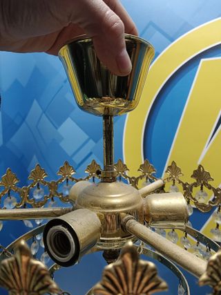 Dos lamparas de techo mid century, cristal de roca, 30 cm. de diámetro