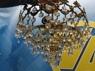 Dos lamparas de techo mid century, cristal de roca, 30 cm. de diámetro