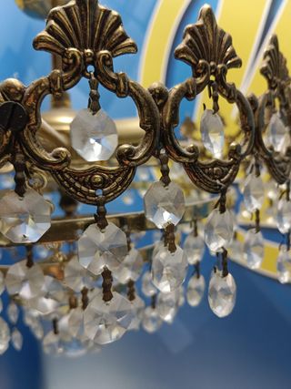 Dos lamparas de techo mid century, cristal de roca, 30 cm. de diámetro