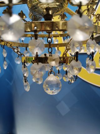 Dos lamparas de techo mid century, cristal de roca, 30 cm. de diámetro