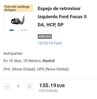 Retrovisor lado del conductor Ford Focus II