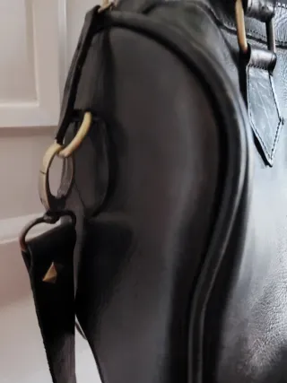 Bolso de cuero auténtico negro