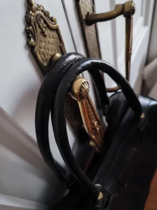 Bolso de cuero auténtico negro