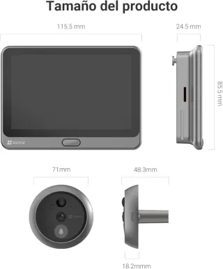 Mirilla digital de puerta con pantalla táctil