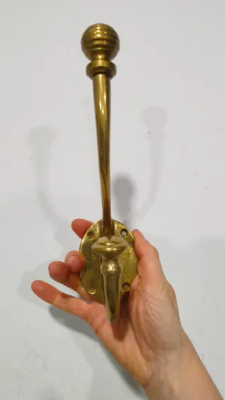 Perchero Colgador Percha Bronce Macizo Antiguo